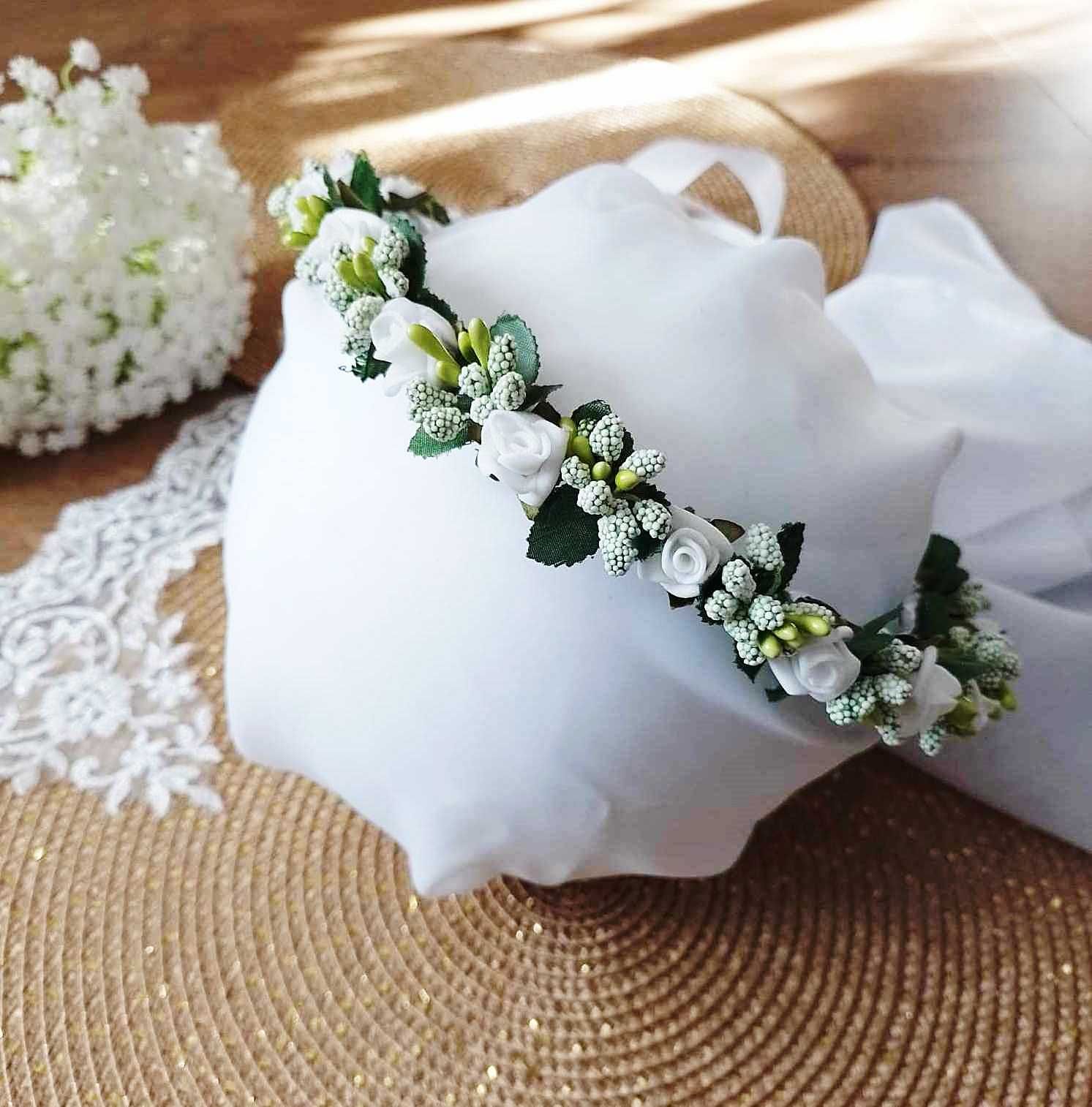 Wianek komunijny kwiatowy komunia biały tydzień elegancki do komunii