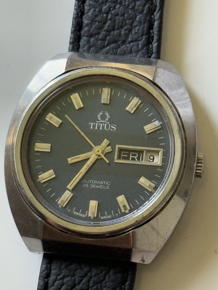Zegarek męski Titus Automatic 25 jewels, duży 38,5/42mm, piękny stan