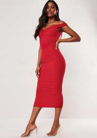 Sukienka czerwona dopasowana MISSGUIDED