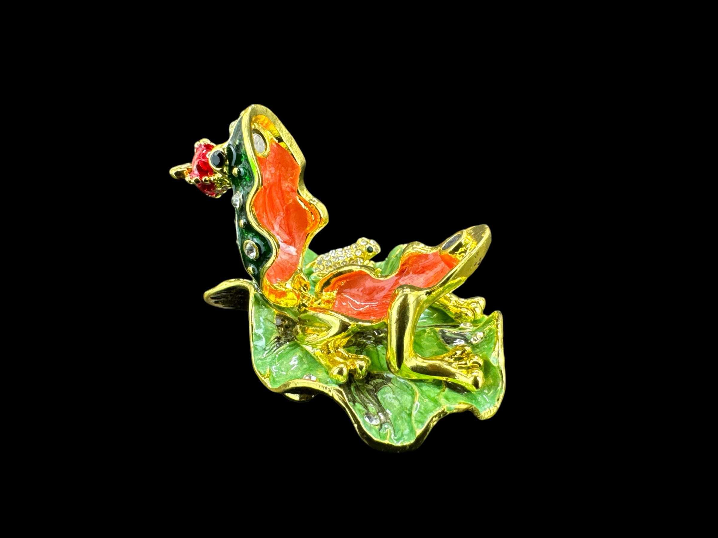 Żaba Na Liściu Szkatułka Styl Faberge P23090c