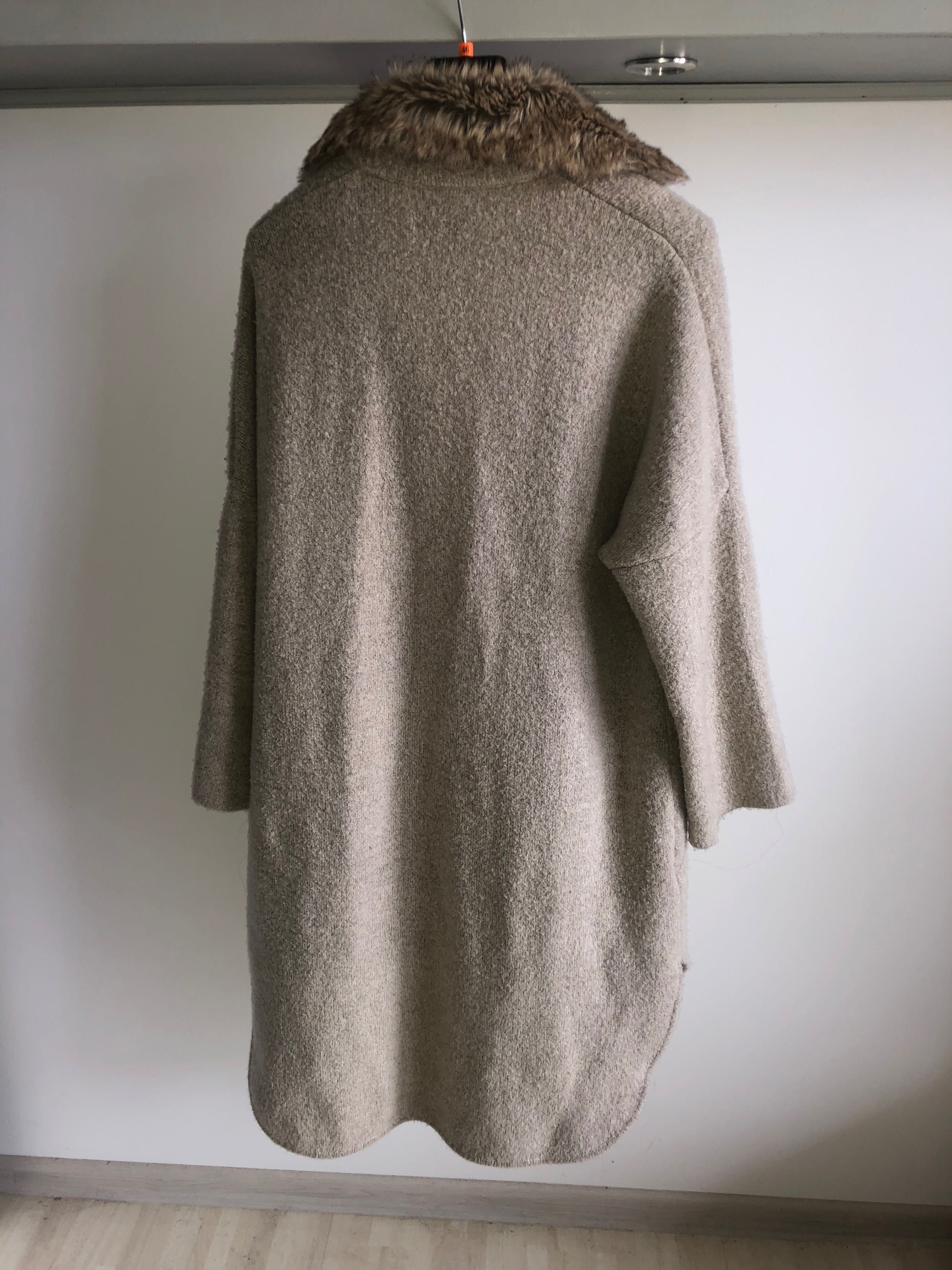Sweter długi wełna Mango róż 42/XL