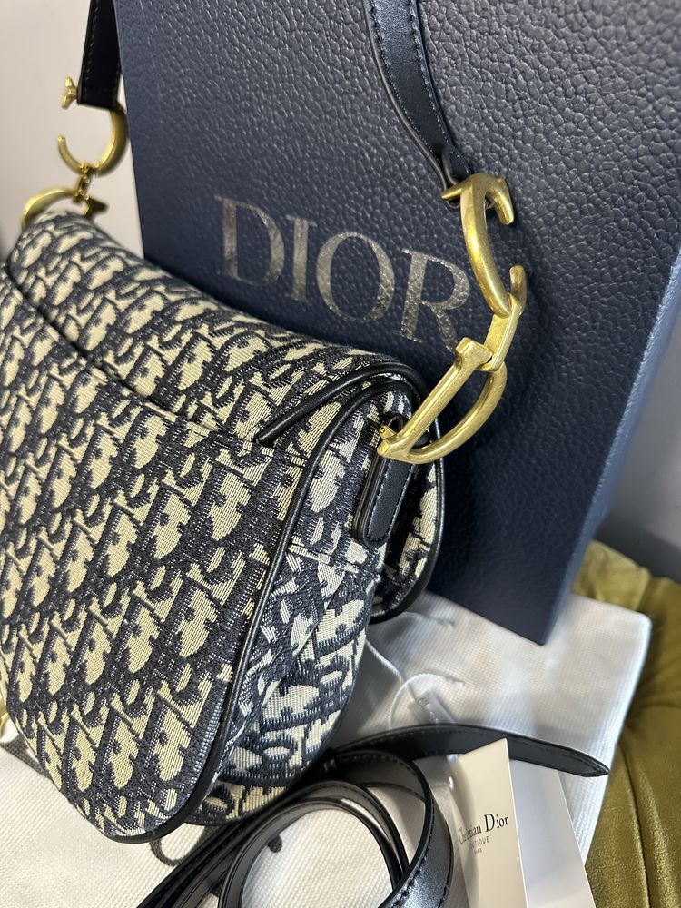 Torebka dior saddle bag z paskiem materialowa monogram