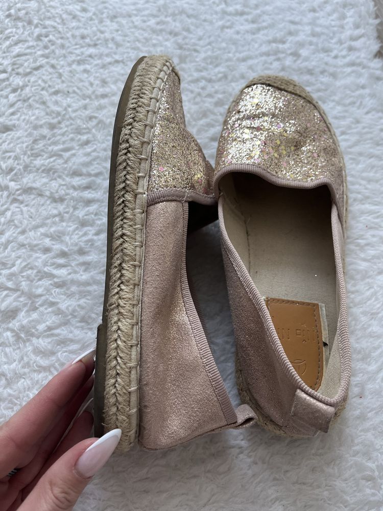 Espadryle brokat damskie