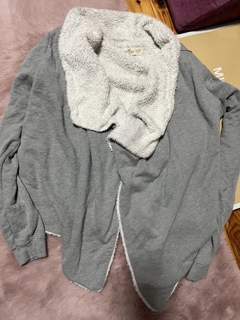 Hollister narzuta sweter bluza szara w środku oversize r S XS