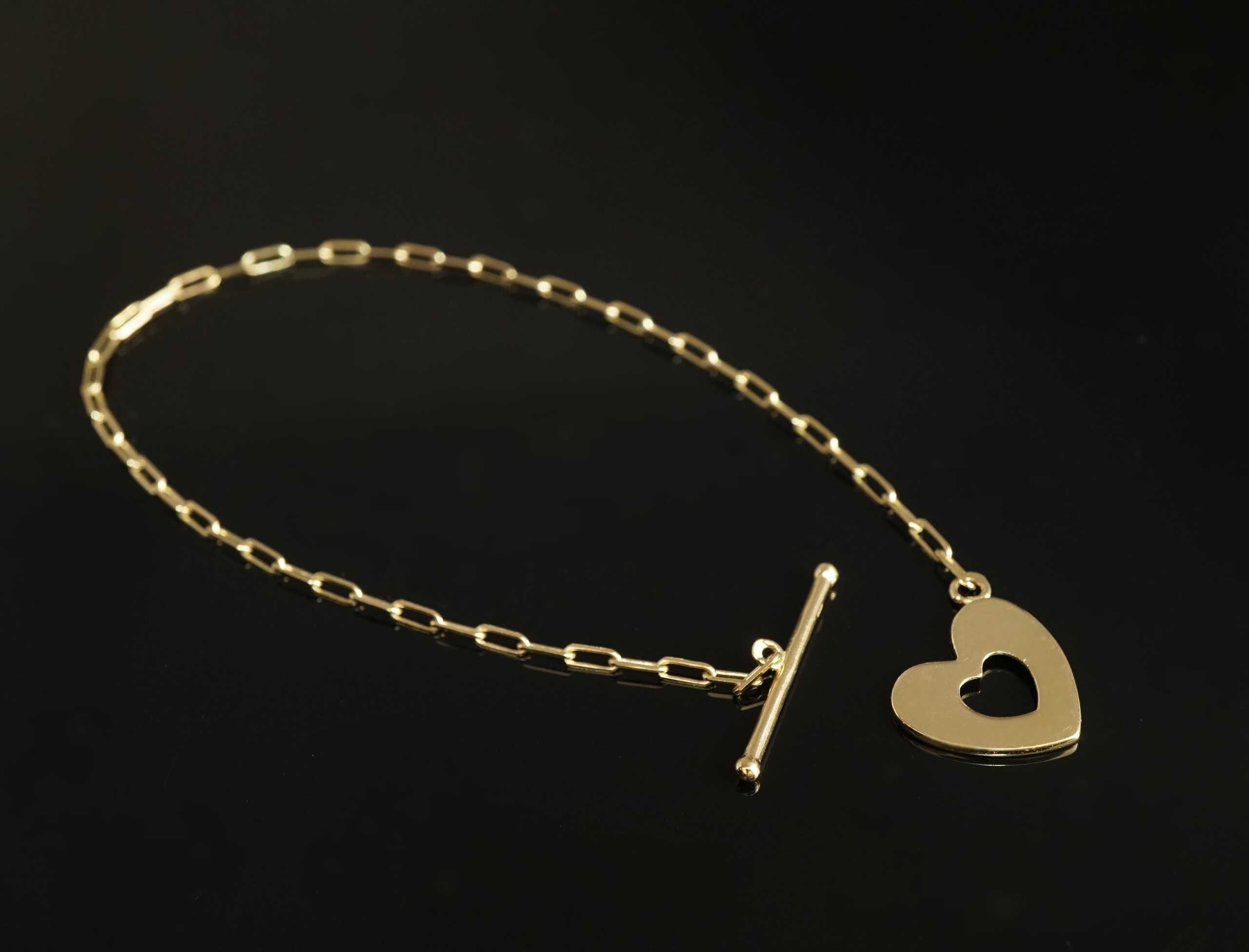 Złoto 585-złota bransoletka damska z sercem