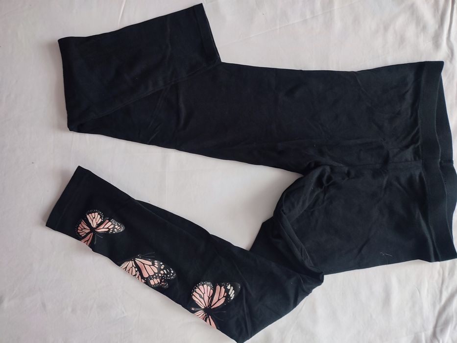 Czarne Getry leginsy z motylkami rozmiar 146