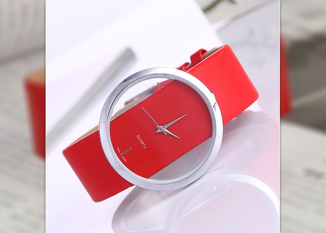 Relogio quartzo vermelho – Mostrador grande - Novo