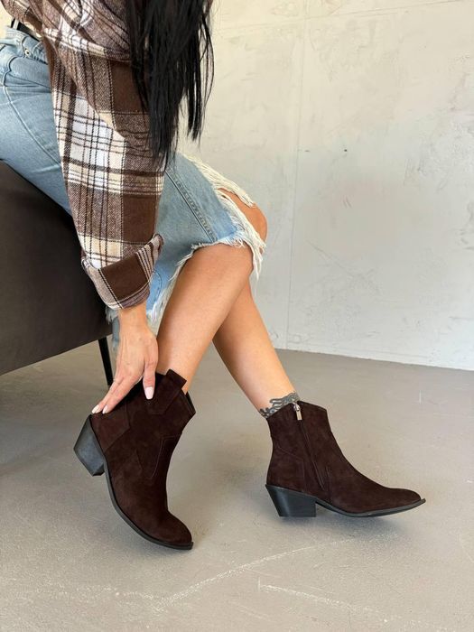 Козаки, ботильони замш/ шкіра, Демі/Зима