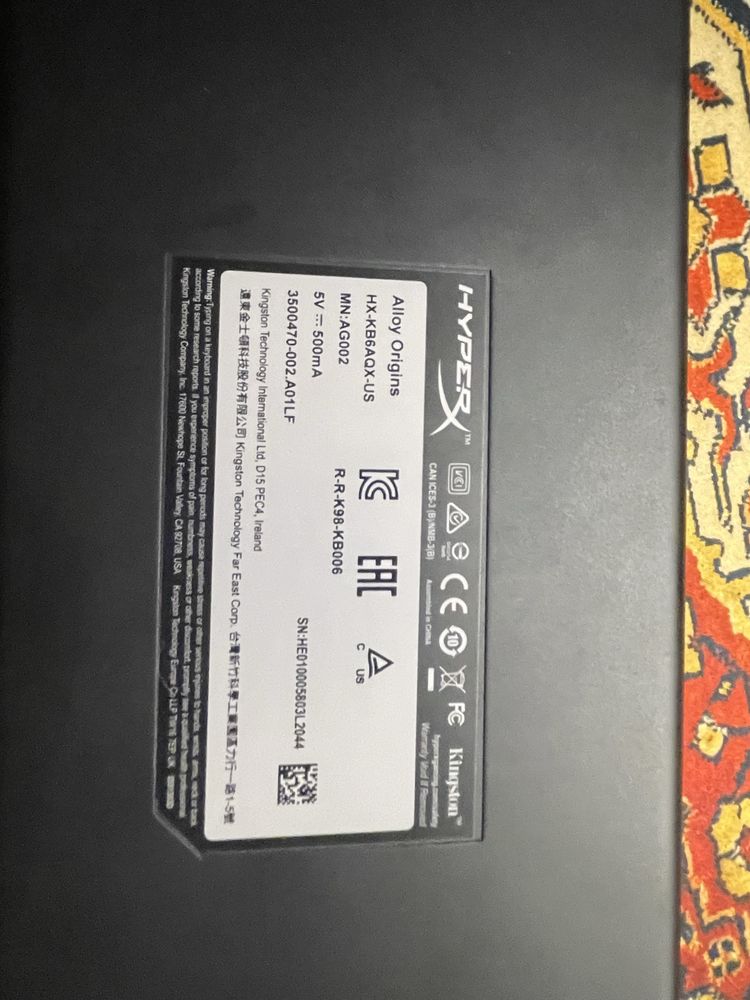 Klawiatura hyperX alloy origins bez jednego przycisku
