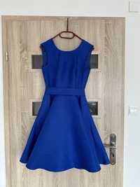 Niebieska Chabrowa sukienka weselna  z kokardą EMO S