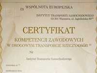 Certyfikat Kompetencji Zawodowych PRZEWÓZ RZECZY ! Licencja! TANIO!
