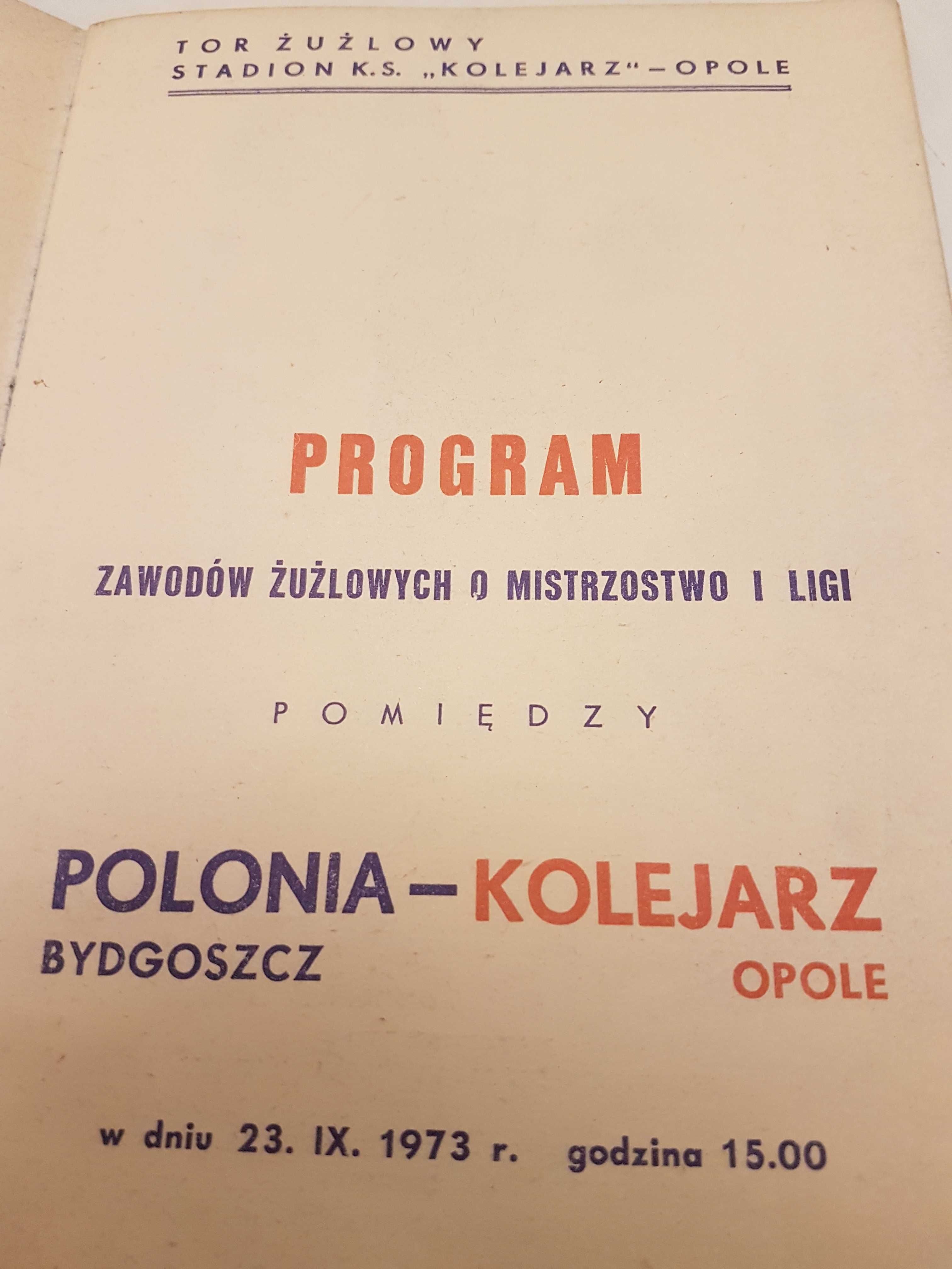 Polonia Bydgoszcz Kolejarz Opole 73r I liga Mistrzostwo zużel