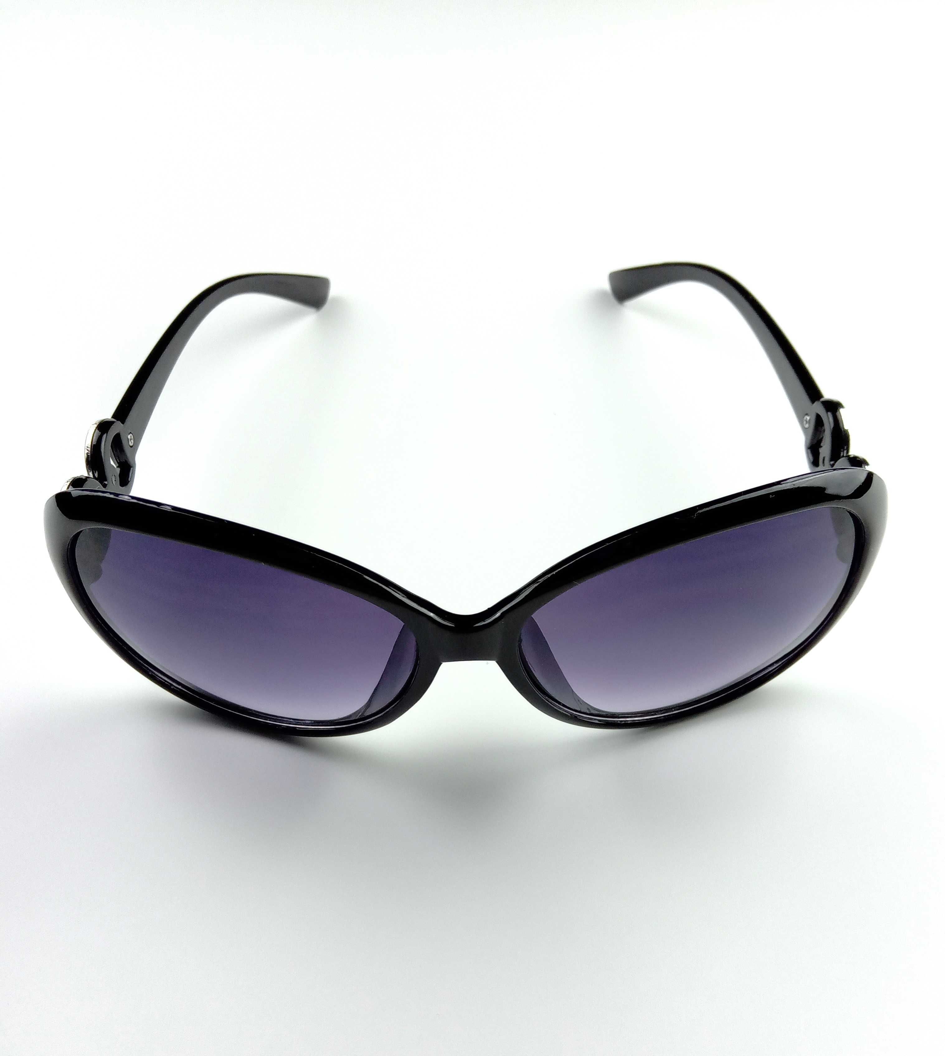 Nowe czarne duże okulary przeciwsłoneczne damskie muchy