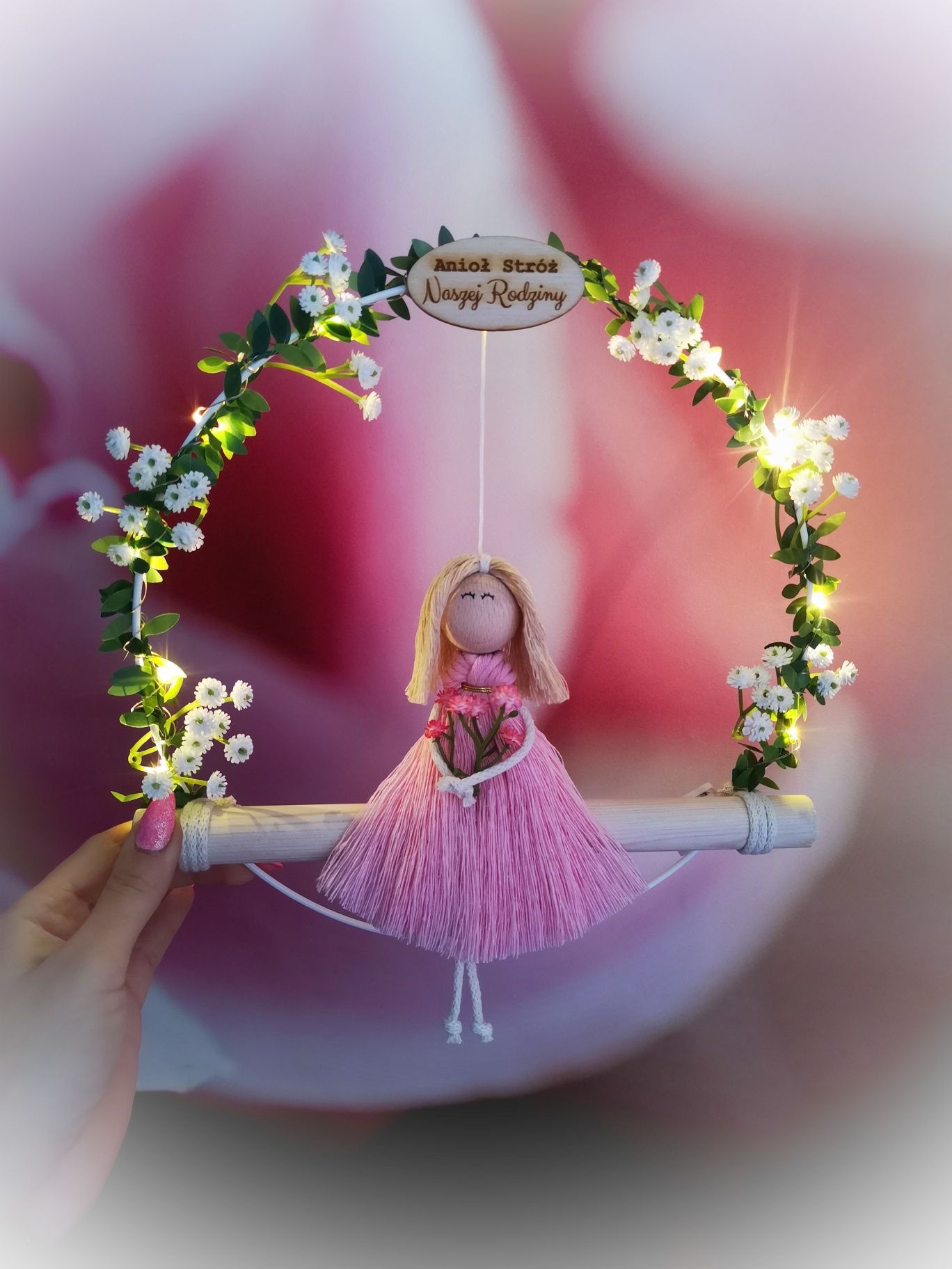 LED Podświetlany ANIOŁ Stróż personalizacja