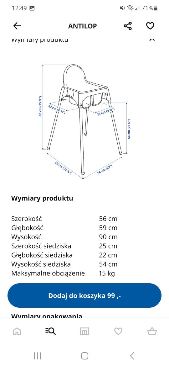 Krzeselko do karmienia Ikea