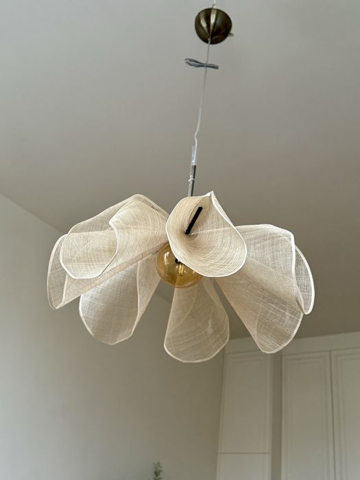 Lampa wisząca Styrka, Ø 75 cm, mosiądz/beż - Markslöjd