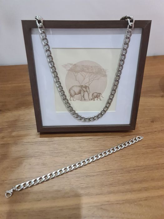 Conjuntos de cordão e pulseira em aço