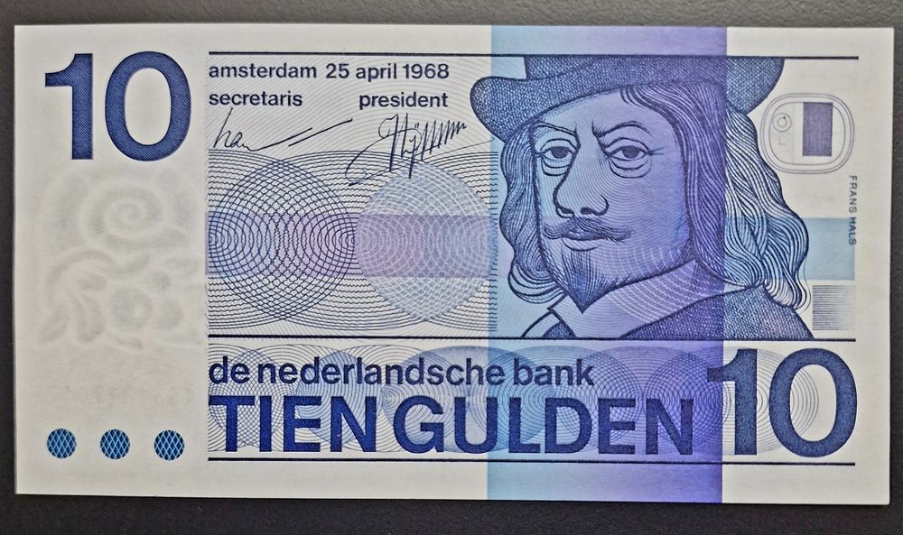 Banknoty Holandia 10 gulden z 1968r UNC