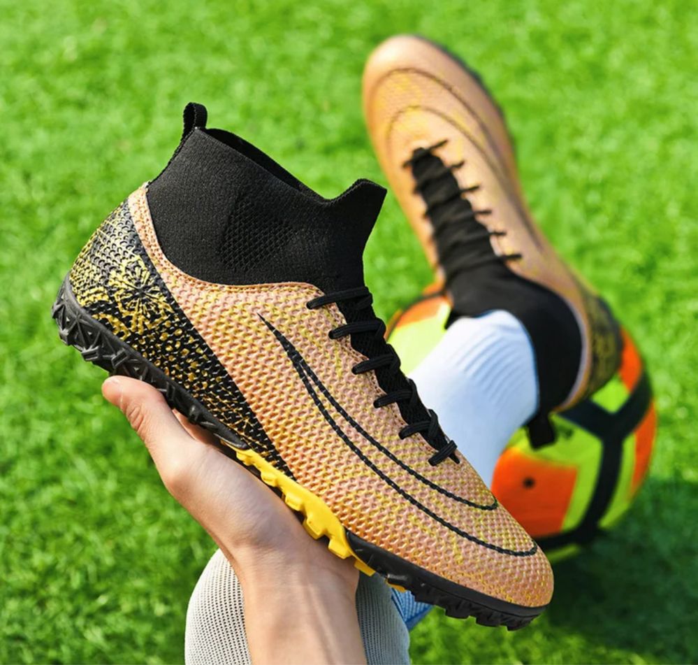 Turfy orlik buty piłkarskie skarpeta futbolówki obuwie sportowe gold