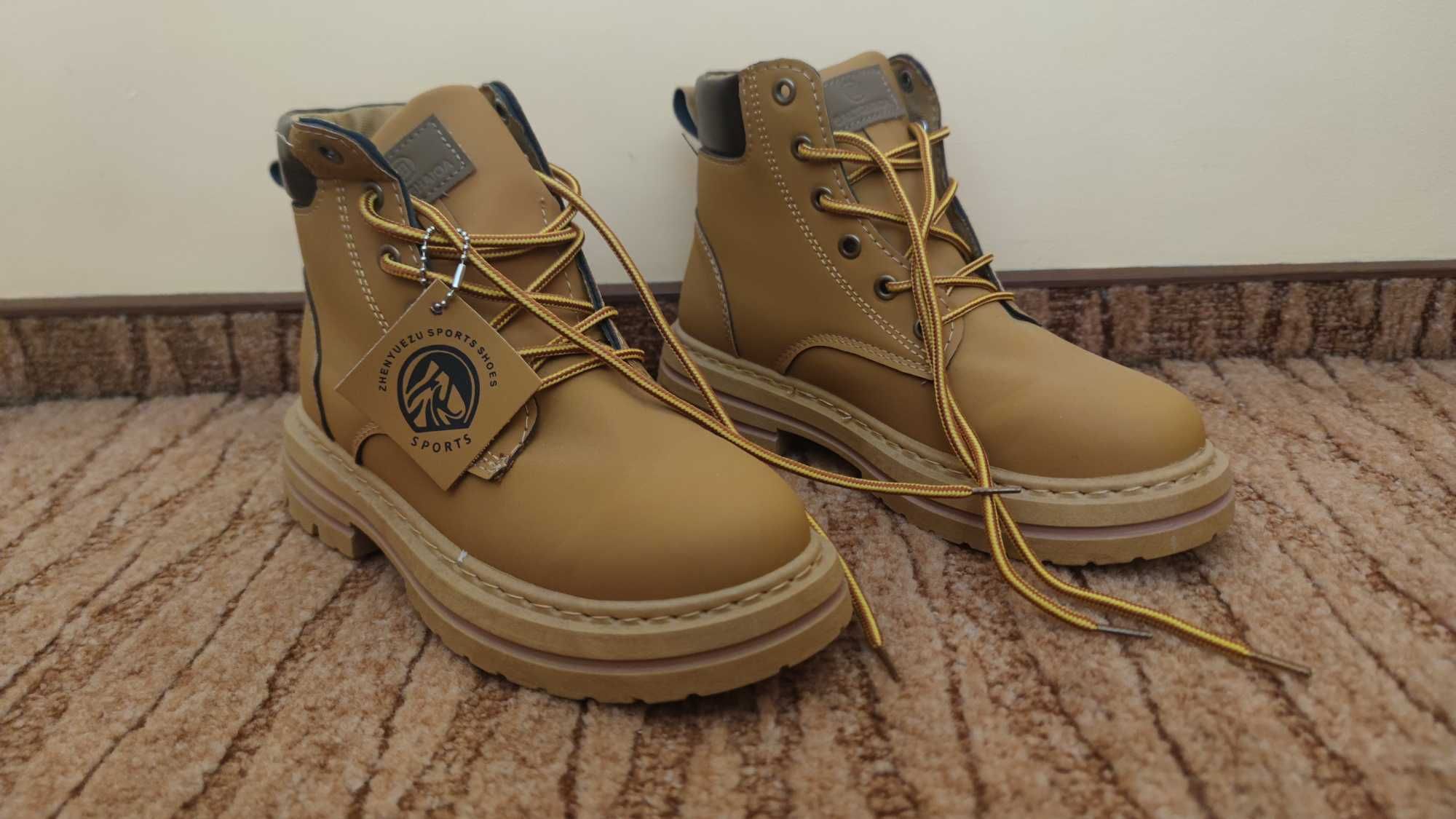 Buty zimowe męskie, brązowe/miodowe r. 39 NOWE