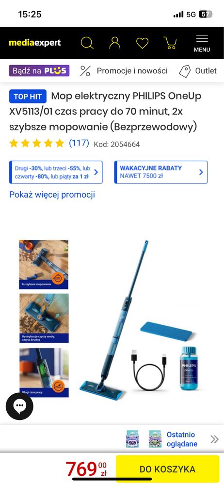 Mop elektryczny PHILIPS OneUp XV5113/01