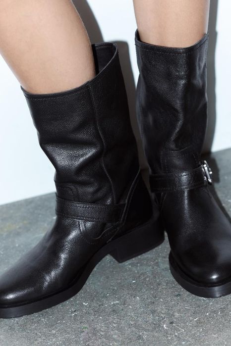Козакі шкіряні жіночі Zara Зара 38
