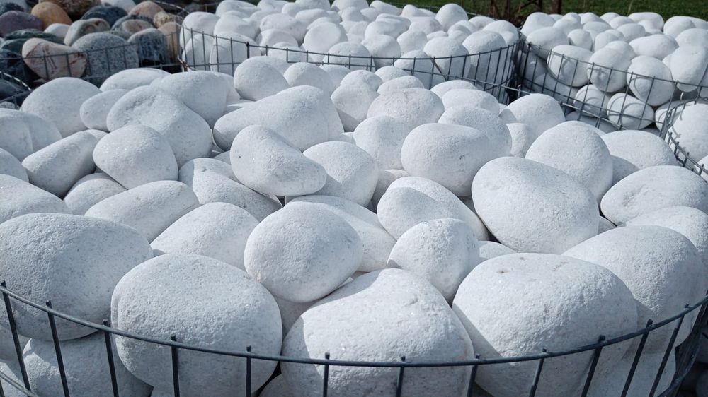 Галька мармурова, біла для клумб, декору, габіонів, галька ландшафт