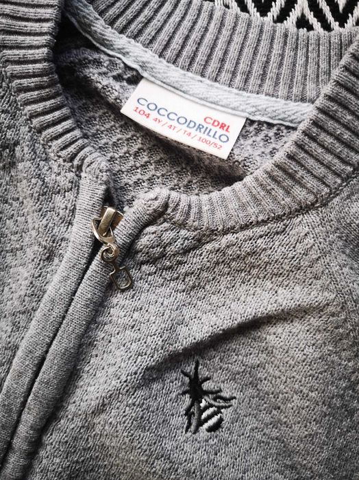 Coccodrillo szary rozpinany sweter mucha 104 cm 4 lata
