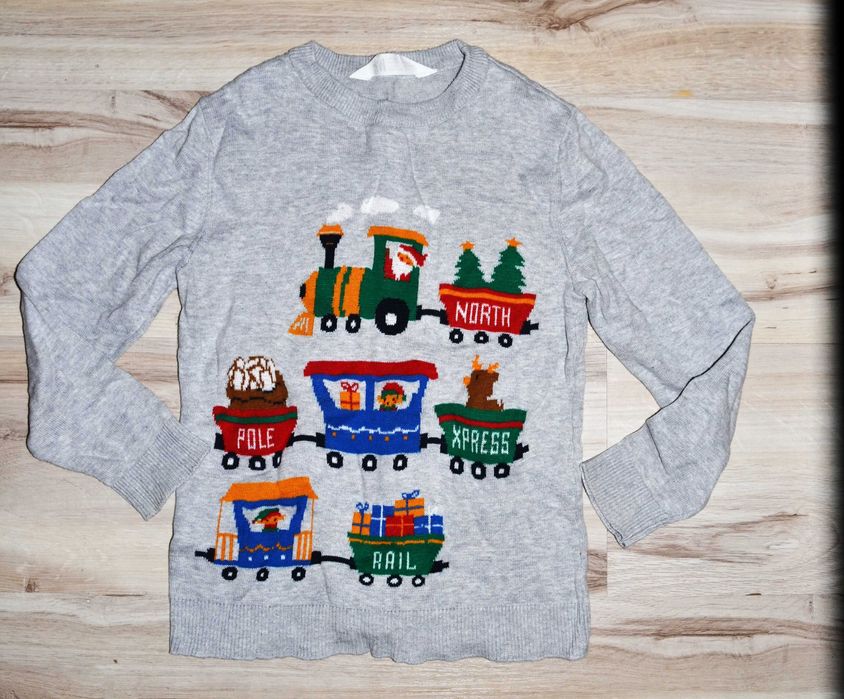 346* H&M Świąteczny sweter ZABAWNY 7/8 Lat_ 122/128 cm