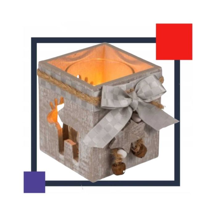 ŚWIECZNIK ŚWIĄTECZNY na tealight świeczkę PUDEŁKO otwory renifer
