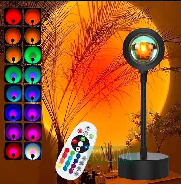 Настільна Led Лампа з RGB підсвічуванням Sunset Lamp 16кольор з пульт