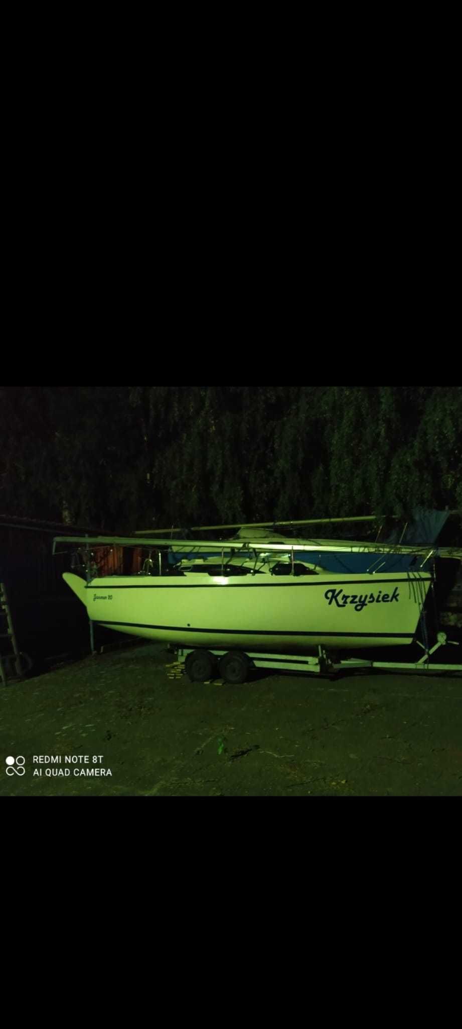 Jacht Żaglowy JANMOR 20 silnik Merkury 5 hp Wózek slipowy Stan BDB