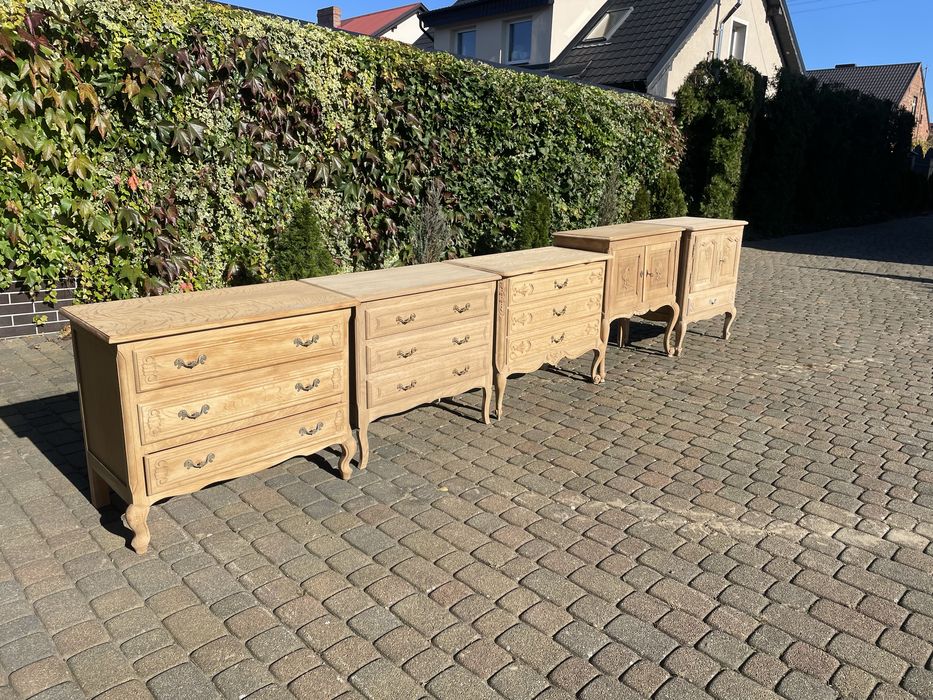 Komoda ludwikowska oczyszczona dąb Ludwik XV stylowa gięte nóżki