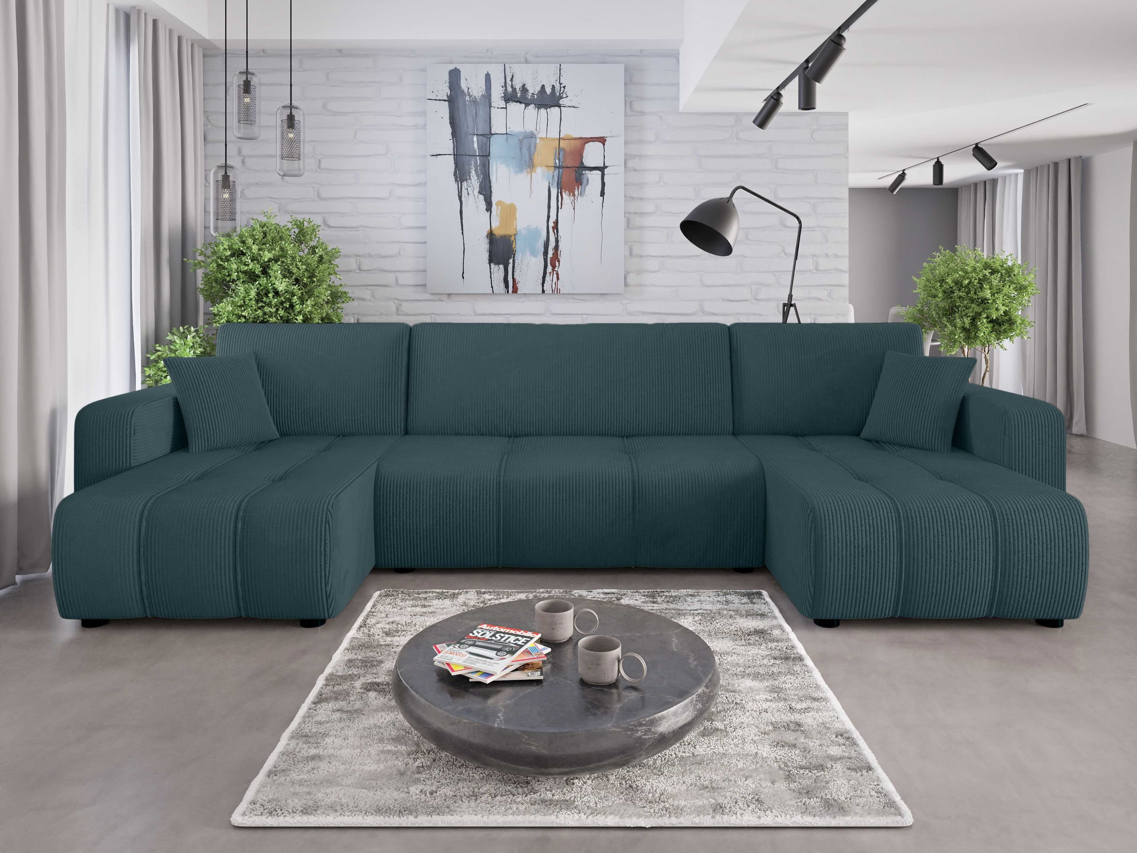 Narożnik Sofa Alice U funkcja spania pojemnik Poso 5 sprezyna falista