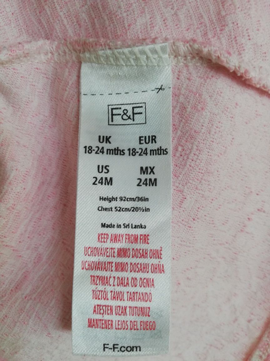 F&F sukienka żakardowa różowo-biała na dł. rękaw 92