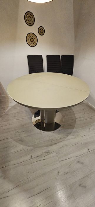 Stół okrągły solidny rozkładany 120 160