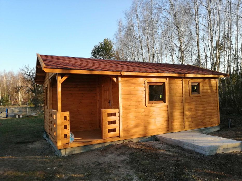 domek drewniany, ogrodowy, letniskowy do 35m2, parterowy, kryty gontem
