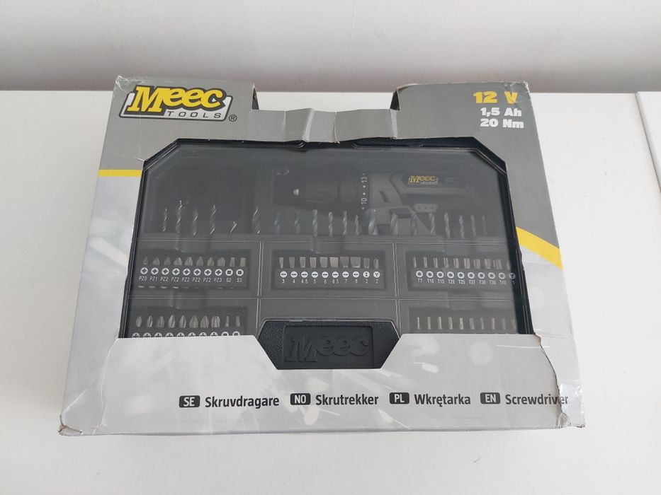 Wkrętarka 12V 15Ah 20Nm zestaw 70 wierteł i końcówek