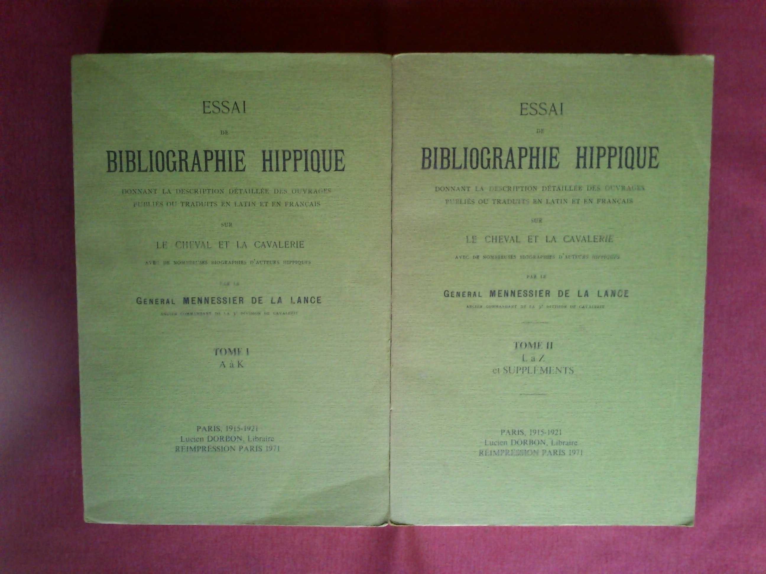 General Mennessier de la Lance-Essai de Bibliographie Hippique-1971