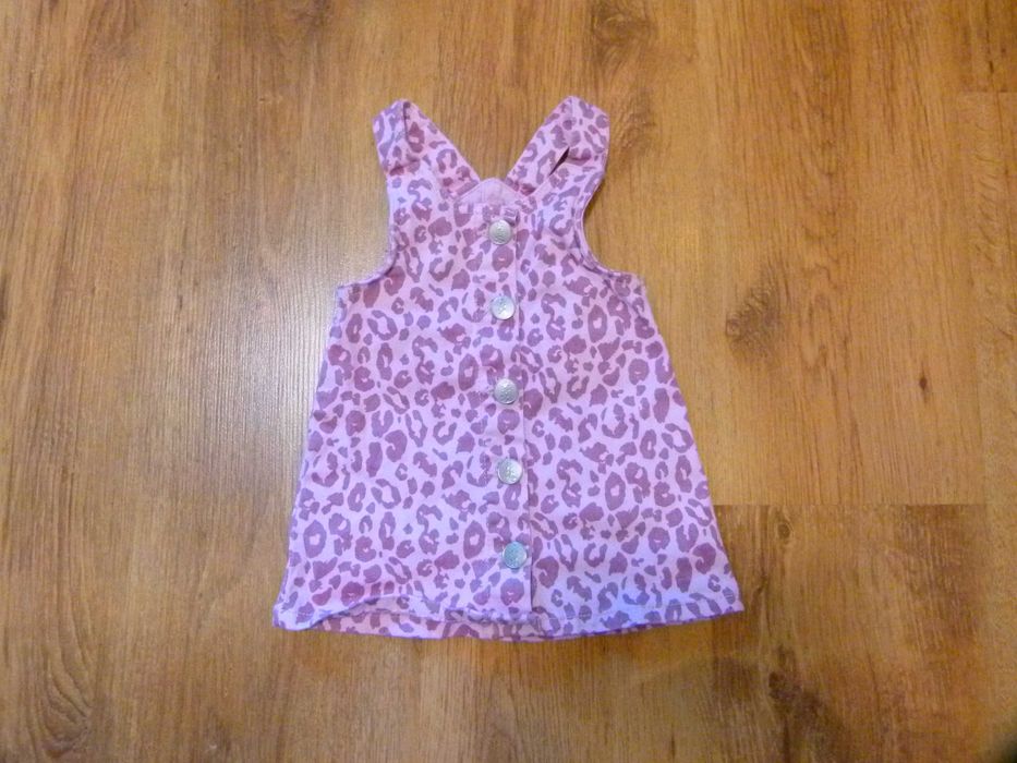 rozm 74 St.Bernard sukienka ogrodniczka jeans pudrowy róż panterka