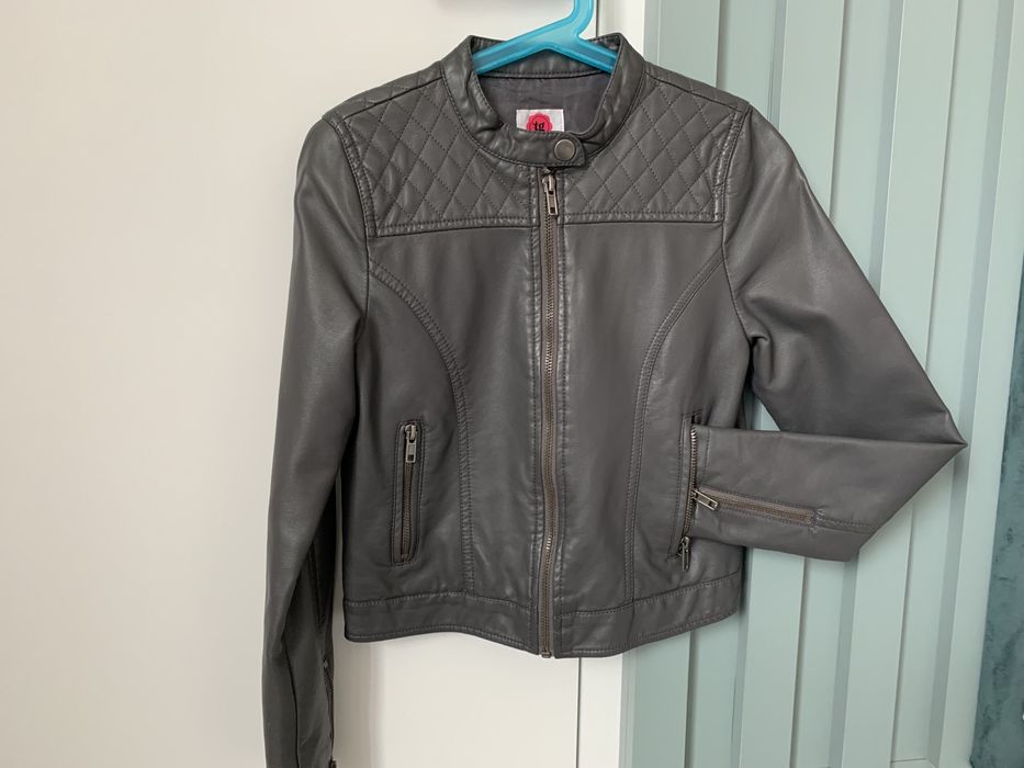 Kurtka ramoneska eko skora szara jak nowa 140-146 cm 10-12 lat z USA