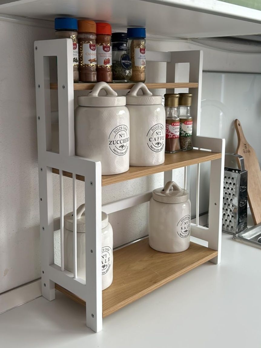 Nowa 3 Poziomowa Półka Regał Organizer Kuchenny Boho Rustykalna