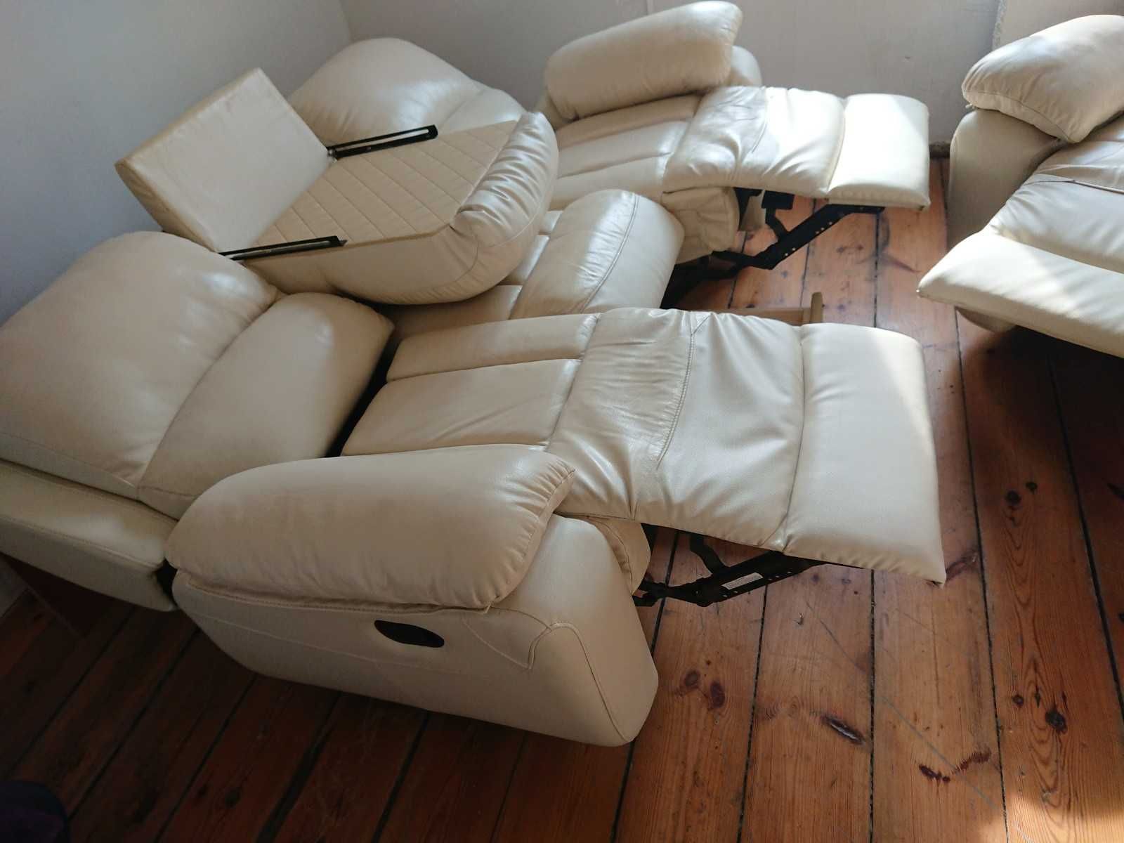 Zestaw mebli wypoczynkowych do salonu ze skóry: kanapa sofa fotel 3+1