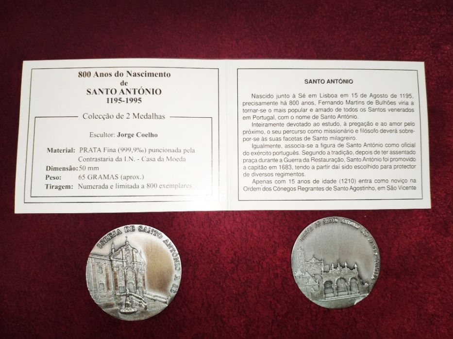 Medalhas 800 Anos do Nascimento de Santo António 1195 a 1995