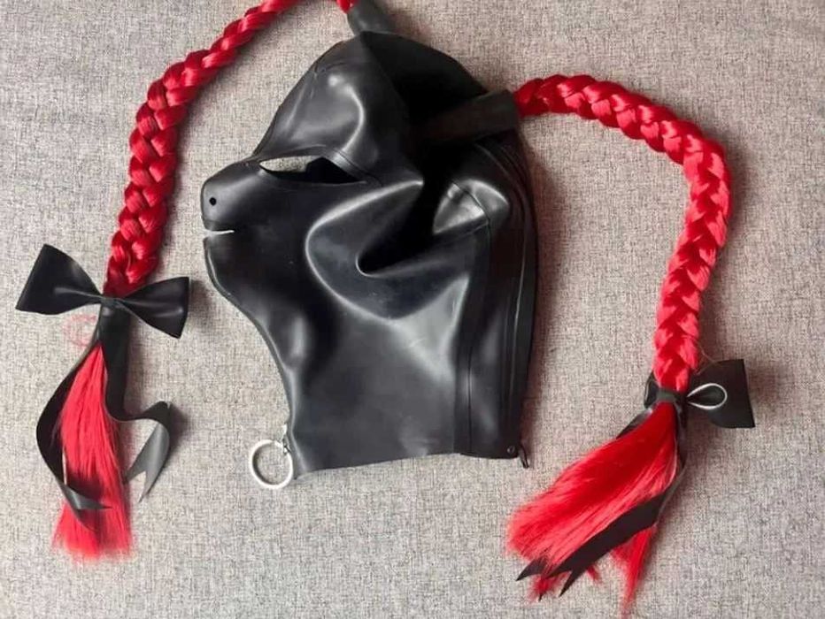 871/ Teatr Sesja Foto Maska unisex M latex lateks 0,4 kuce czerwone