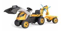 Smoby - Traktor Builder MAX z łyżką i przyczepą Żółty