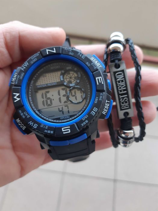 Zegarek męski dla chłopca elektroniczny stoper sportowy + bransoletka