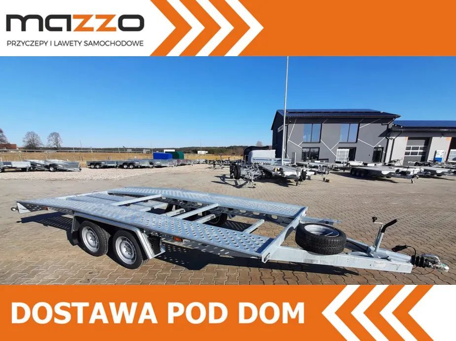 MAZZO Laweta 450x205cm DMC 2700kg raz łamana, MASA WŁASNA TYLKO 510kg, stalowa z najazdami i kołem zapasowym  Laweta 450x205cm DMC 2700kg raz łamana, MASA WŁASNA TYLKO 510kg, stalo