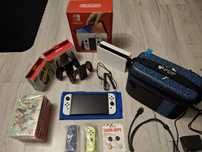 Zestaw Nintendo Switch OLED + Nowe Joy-Cony + Gry + Etui + nakładki