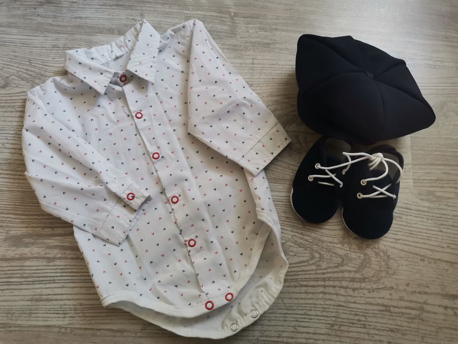 Komplet + przebranie  marynarka spodnie kamizelka buty koszula 74-80 +